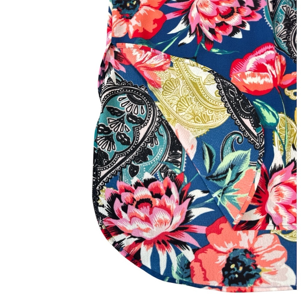 Anthropologie Fig and Flowers Floral Dress Tunic Colorful Side Slit Sz Medium - Picture 7 of 13